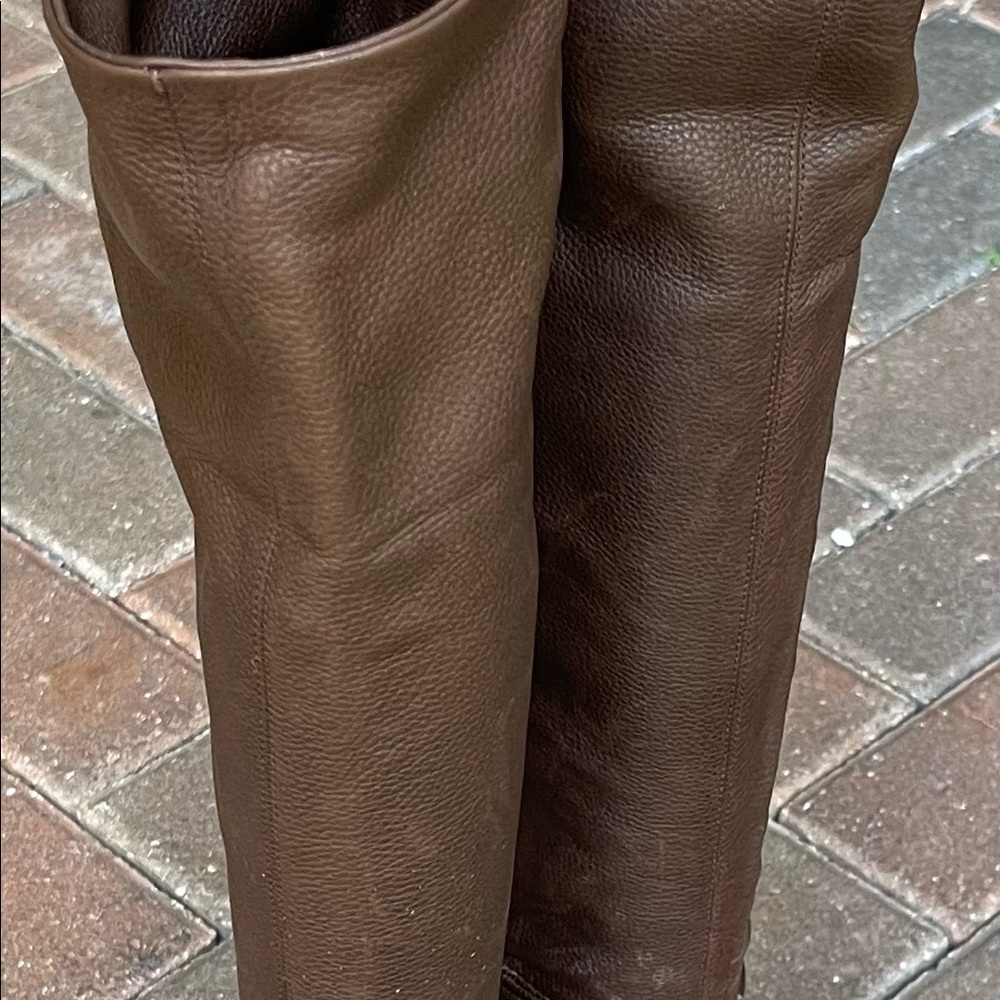 Vince Camuto brown leather tall boots - Picture 2 of 10
